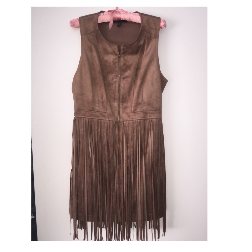 BCBG suede fringe dress